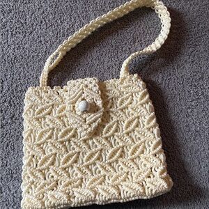 Elegant Cream Crochet Handbag handmade by Betty brand